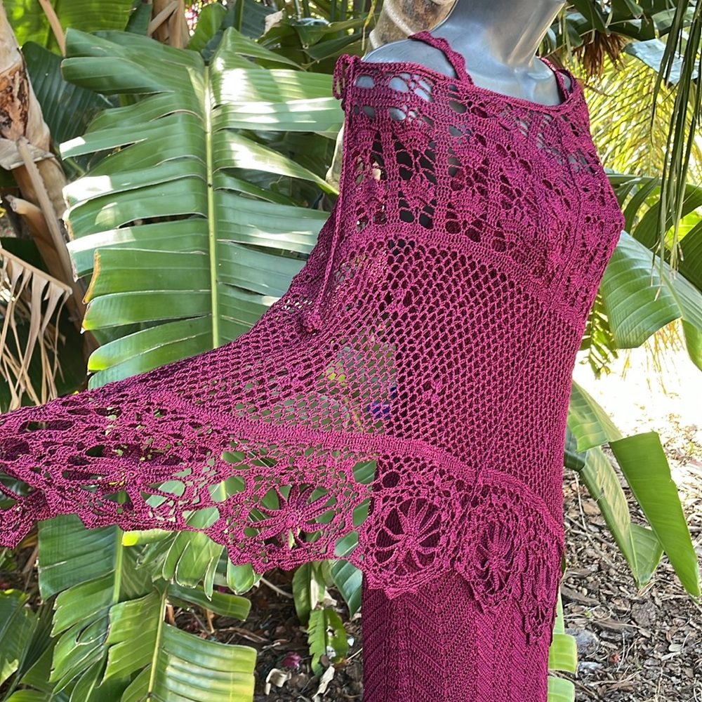 lace crochet slipdress and cover-up, shawl or poncho
